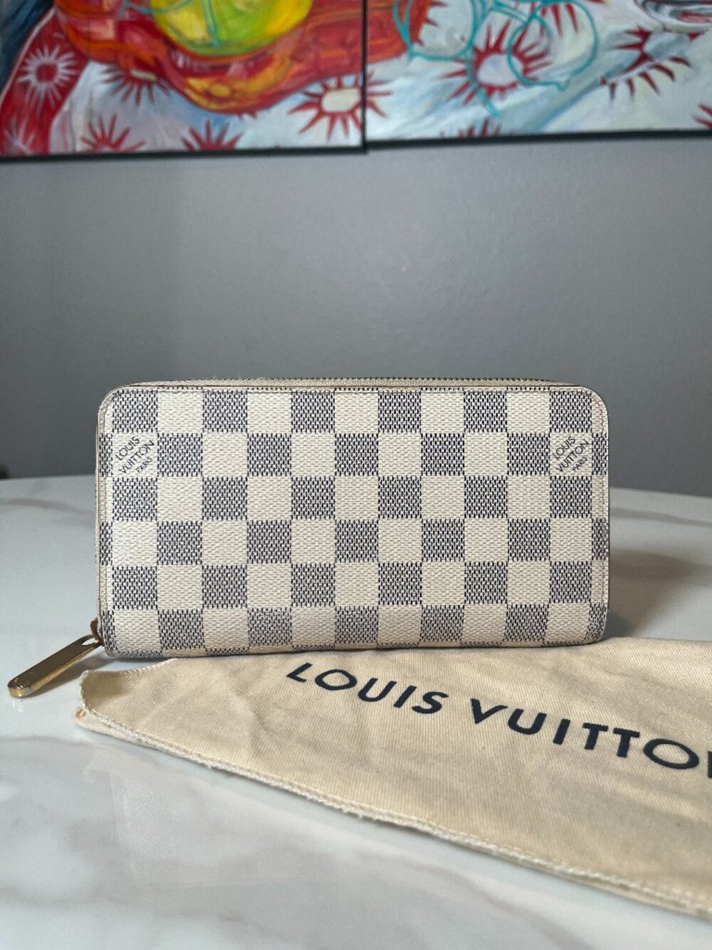 Louis Vuitton Damier Azur Zippy Wallet N60019 SD3188 + Dust Bag
